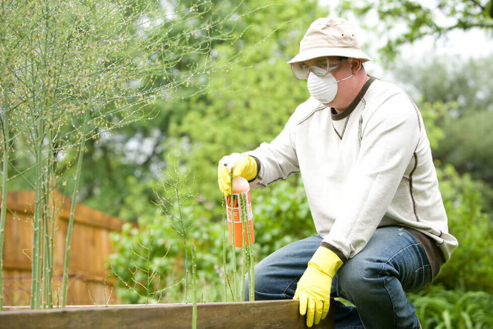 man spraying